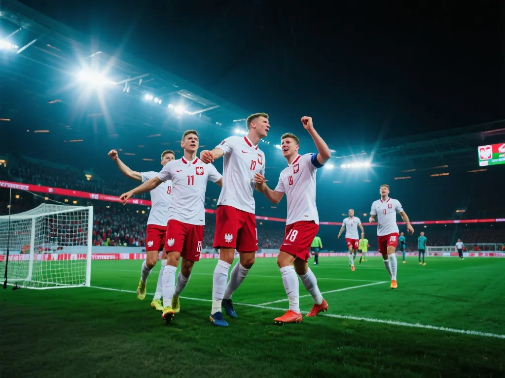 波兰足球队在欧洲预选赛的激烈庆祝场面